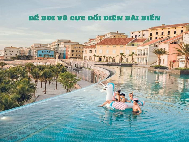 13 Điểm Check-in Thị Trấn Địa Trung Hải Phú Quốc Đẹp Nhất Bể bơi vô cực đối diện bãi biển