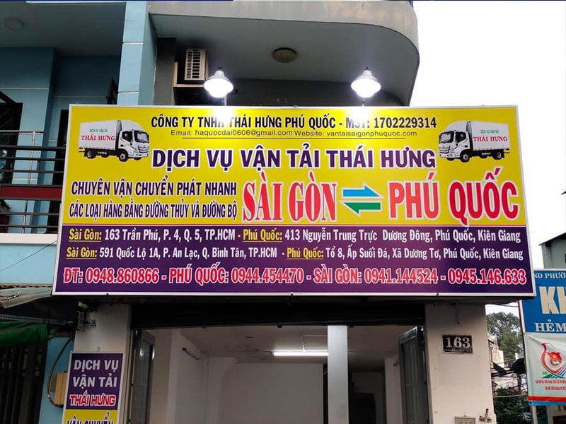 Chành xe đi Phú Quốc – Thái Hưng Các chành xe từ Sài Gòn gửi hàng đi Phú Quốc